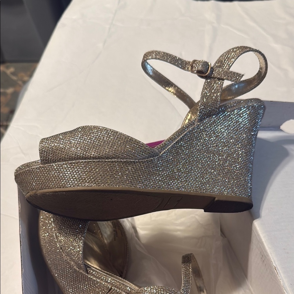 Rampage Gold Wedge Sandals with Ankle Strap
